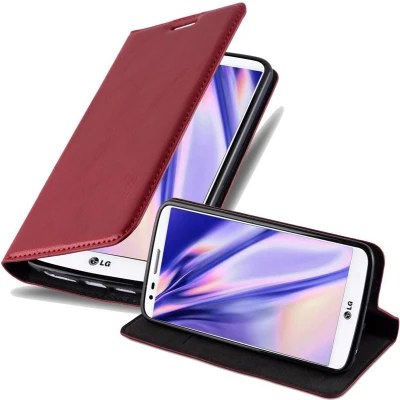 Afbeelding van Cadorabo Hoesje geschikt voor LG G2 in APPEL ROOD Beschermhoes met magnetische sluiting, standfunctie en kaartvakje Book Case Cover Etui