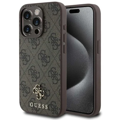 Afbeelding van Guess Hoesje Geschikt voor iPhone 15 Backcover 4G Small logo MagSafe Bruin