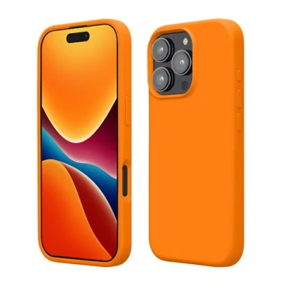 Afbeelding van kwmobile telefoonhoesje geschikt voor Apple iPhone 16 Pro Max Hoesje met siliconen coating Smartphone case in fruitig oranje