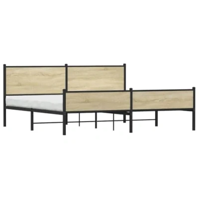 Afbeelding van vidaXL Bedframe zonder matras metaal sonoma eikenkleur 200x200 cm