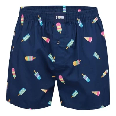 Afbeelding van Happy Shorts WIDE Mouse WITH Hearts Boxershort, Heren, Maat: Large, Ice