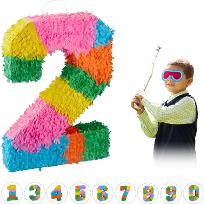 Afbeelding van Relaxdays 10025189_904 Pinata verjaardag nummer 2 om op te hangen, kinderen en volwassenen, zelf vullen, Piñata, meerkleurig
