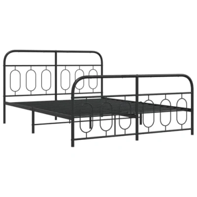 Afbeelding van vidaXL Bedframe met hoofd en voeteneinde metaal zwart 150x200 cm
