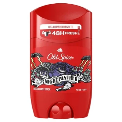 Afbeelding van Old Spice Night Panther Deodorant Stick voor heren, 50 ml, 48 uur, fris, 0% aluminiumzout, anti strepen, wit en gele vlekken