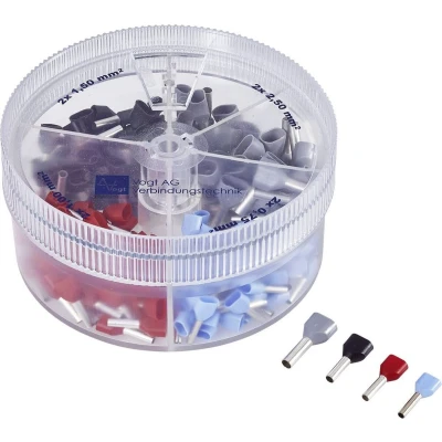 Afbeelding van Vogt Verbindungstechnik 737023 Assortiment dubbele adereindhulzen 0.75 mm², 1 1.5 2.5 mm² Deels geïsoleerd Wit, Geel, Rood, Blauw 200 stuk(s)