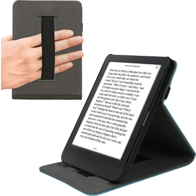 Afbeelding van kwmobile E reader hoesje geschikt voor Kobo Clara BW / Colour hoes flip case van kunstleer Ereader cover met handgrip en stand In petrol