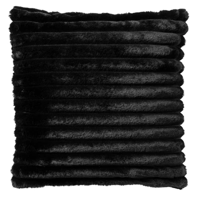 Afbeelding van Dutch Decor HAZEL Sierkussen 50x50 cm effen kleur strepen heerlijk zacht Raven zwart