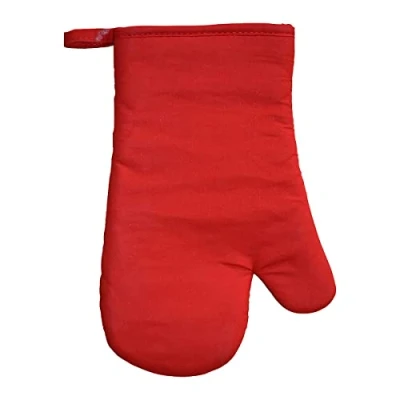 Afbeelding van Fackelmann 683378 gealuminiseerde keukenhandschoenen, handschoenen, warmtebeschermende katoen, aluminium, grijs, rood, 18,5 x 28,5 cm