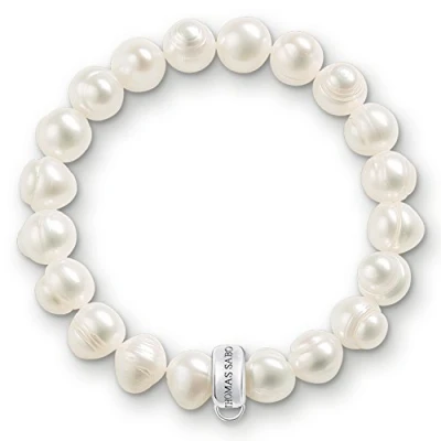 Afbeelding van Thomas Sabo Charm Club Damesarmband, 925 Sterling Zilver, Gekweekte Zoetwaterparel