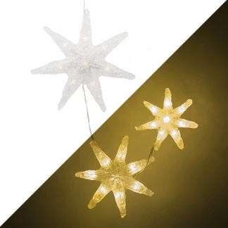 Afbeelding van Kerstster met verlichting Konstsmide (LED, Batterijen, Timer, Binnen/Buiten, 3 stuks)