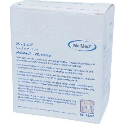 Afbeelding van MaiMed non woven steriele gaascompressen 5cm x per 2 stuks steriel verpakt 25x2