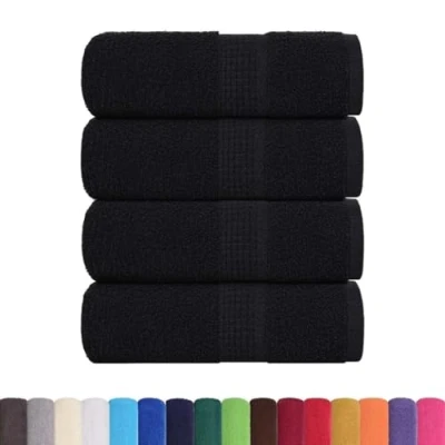 Afbeelding van vidaXL Gastendoekjes 4 st 30x50 cm 360 g/m² 100% katoen zwart