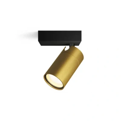 Afbeelding van Philips Idris Spot Plafondspot Spatwaterdicht IP44 Zwart met goud 5W Badkamerlamp Eén lichtpunt Alleen geschikt voor LED spots