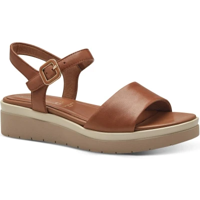 Afbeelding van Tamaris Sandalen met sleehak, Dames, Maat: 36, Nut Leer