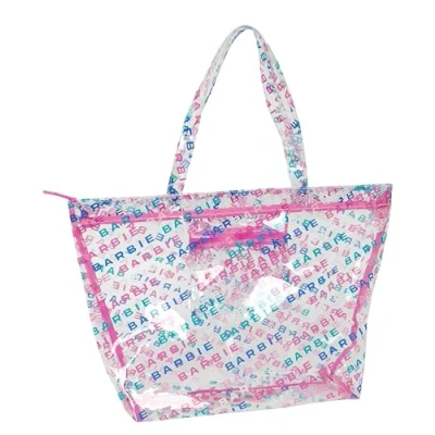 Afbeelding van Handtas Dames Barbie Logomania Transparant Licht Roze 54 x 35 17 cm