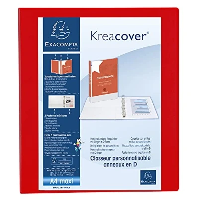 Image de Classeur 4 anneaux en d 25mm remborde 3 pochettes exterieures krea cover a4 maxi exacompta 51846re