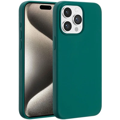 Afbeelding van Accezz Hoesje Geschikt voor iPhone 15 Pro Max Siliconen Liquid Silicone Backcover MagSafe groen
