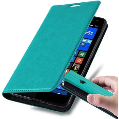 Afbeelding van Cadorabo Hoesje geschikt voor Nokia Lumia 535 in BENZINE TURKOOIS Beschermhoes met magnetische sluiting, standfunctie en kaartvakje Book Case Cover Etui