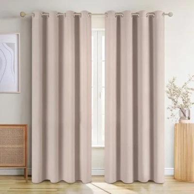 Afbeelding van Blumtal Gordijnen Verduisterend Gordijn Kant en Klaar Blackout 140 x 295 cm Taupe Set van 2