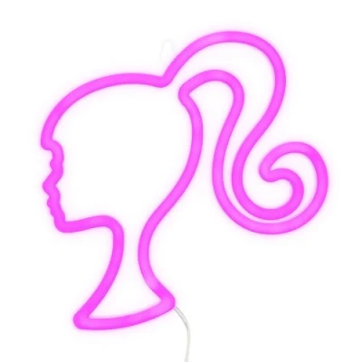 Afbeelding van Paladone Barbie LED neonlamp officieel gelicentieerde roze pop lamp, stroomvoorziening via USB, accessoires en decoratie voor meisjeskamer