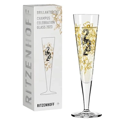 Afbeelding van RITZENHOFF 1079013 champagneglas 200 ml Brillantnacht champagne 2023 Designer product Made in Germany, zwart, goud, grijs