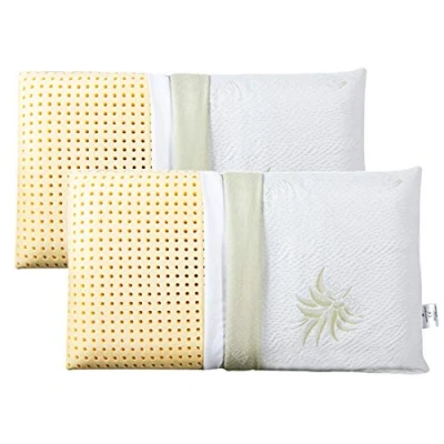 Afbeelding van EVERGREENWEB Set van 2 bedkussens, 40 x 70 cm, hoogte 12 zeepmodel 100% traagschuim, dubbele voering met aloë vera en afneembare katoen, ontspannende kussens voor pijn