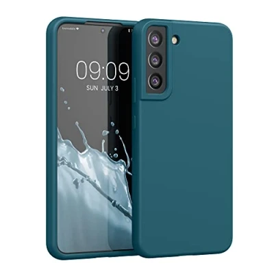 Afbeelding van kwmobile telefoonhoesje geschikt voor Samsung Galaxy S22 Plus Hoesje met siliconen coating Smartphone case in mat petrol