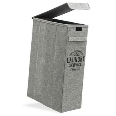 Afbeelding van 50L Smalle Wasmand met Deksel 20x40x60 Nis Wasbox Opvouwbare Mand Vuile Was