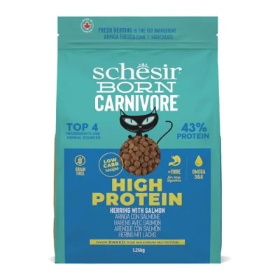 Afbeelding van 1,25kg Schesir Born Carnivore High Protein Haring met Zalm droogvoer voor katten