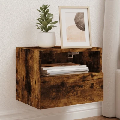 Afbeelding van Tv wandmeubel 40x30x30 cm bewerkt hout gerookt eikenkleurig