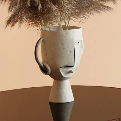 Afbeelding van KARE Face Pot vaas, hoogte 30 cm, geglazuurd steengoed, beschilderd