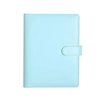 Afbeelding van JUHONNZ A5 ringmap van leer, notitieboekomslag PU notitieboek organizer, map voor vulpapier (binnenpapier niet inbegrepen), blauw