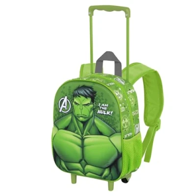 Afbeelding van Karactermania Marvel Avengers Hulk Rage Kleine 3D Rugzak met Wielen Trolley Reistas Groen