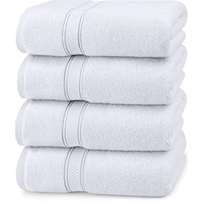 Afbeelding van Utopia Towels: badhanddoekenset, 4 stuks, 100% ringgesponnen katoen, sneldrogend, zeer absorberend, zacht aanvoelende handdoeken, perfect voor dagelijks gebruik, 69 x 137 cm (Wit)