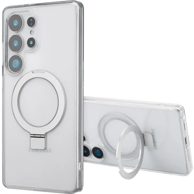 Afbeelding van Accezz Hoesje Geschikt voor Samsung Galaxy S25 Ultra Ring Stand Backcover MagSafe Transparant