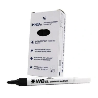 Afbeelding van Whitebox Whiteboard marker, ronde punt, zwart, 10 stuks