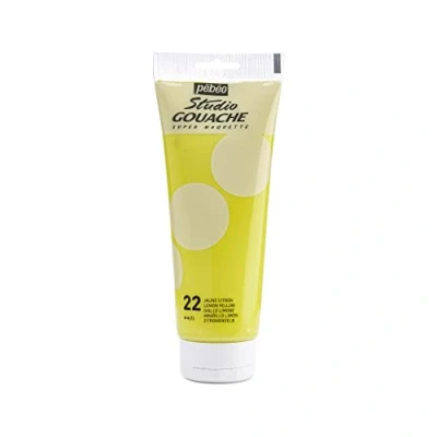 Afbeelding van Pébéo gouache kleur, 220 ml, tube fijne kwaliteit, ideaal voor studie, 1 van citroengeel
