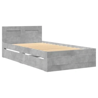 Afbeelding van vidaXL Bedframe met hoofdeinde bewerkt hout betongrijs 100x200 cm