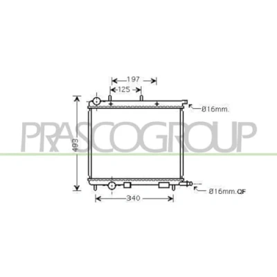 Afbeelding van PRASCO CI304R001 Radiateur Aluminium 380 402, 389 23, 22 Koelribben gesoldeerd CITROËN: C3 I Hatchback, C2 II, PEUGEOT: 207 Hatchback