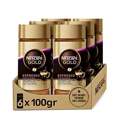 Afbeelding van NESCAFÉ Gold Espresso Intenso Oplosbare Koffie, 100% Arabica, 6 x 100 g, totaal 600 g