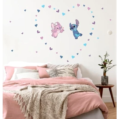 Image de Komar Sticker mural Stitch in Love Dimensions : 50 x 70 cm Disney Pour chambre d&#039;enfant Multicolore