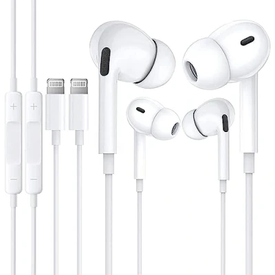Afbeelding van MOSON 2 stuks in ear hoofdtelefoon met kabel, MFi gecertificeerd, compatibel iPhone 7/8/X/11/12/13/14/Pro/Pro Max iPad