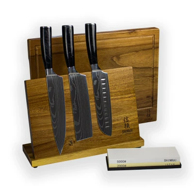 Afbeelding van Epoxy Onyx Damascus Print 3 Delige Messenset Combideal XXXL