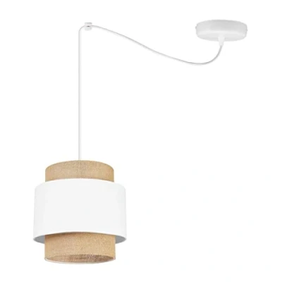 Afbeelding van Light Home Boho lampenkap, hanglamp, kroonluchter, moderne plafond voor slaapkamer, woonkamer en keuken, metaal stof, E27, met 1 licht, wit jute