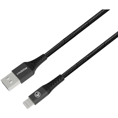 Afbeelding van Mobilize Strong Nylon Cable USB to Apple MFi Lightning 20cm. 12W Black