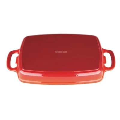 Image de Plat en fonte rectangulaire 2.8 L rouge Vogue Fonte2.8Oui 390x55mm