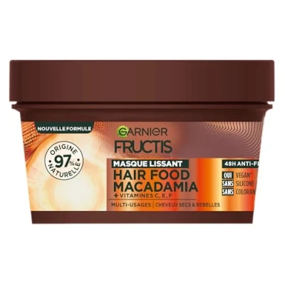 Image de Garnier Fructis Hair Food Masque Lissant au Macadamia Formule Vegan à 97% d&#039;Origine Naturelle Pour Cheveux Secs Très 320 ml