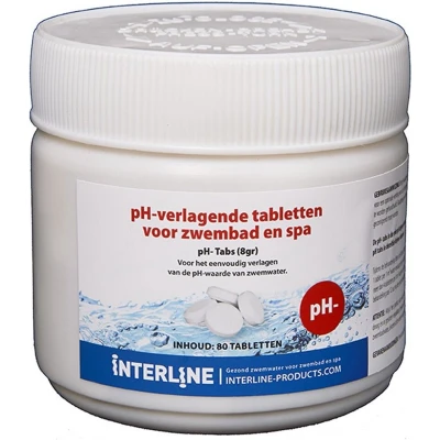 Afbeelding van Interline PH Minus Tabletten Wit Zwembad Schoonmaak
