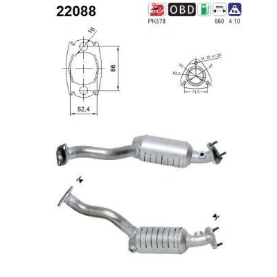 Afbeelding van AS 22088 Katalysator 660mm HONDA: Jazz 2