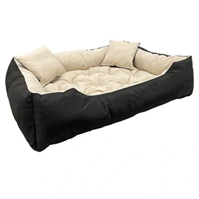 Afbeelding van Ecco Honden en kattenbed met kussen Binnenmaat: 115x90 / Buitenmaat: 130x105cm Beige Zwart